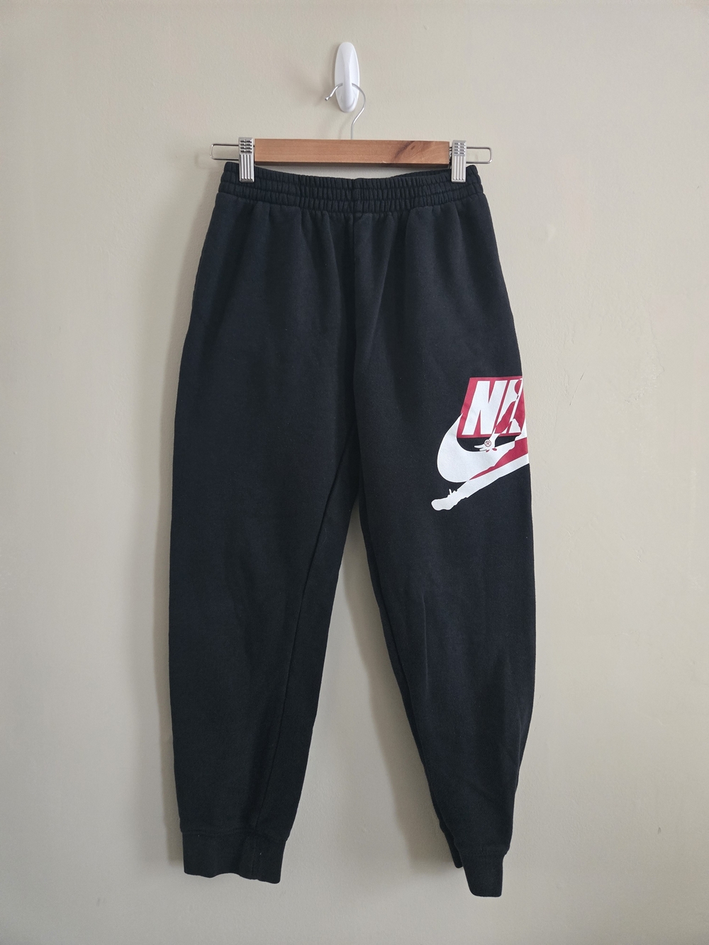 Jordan Kids Black Sweatpants with White and Red Logo